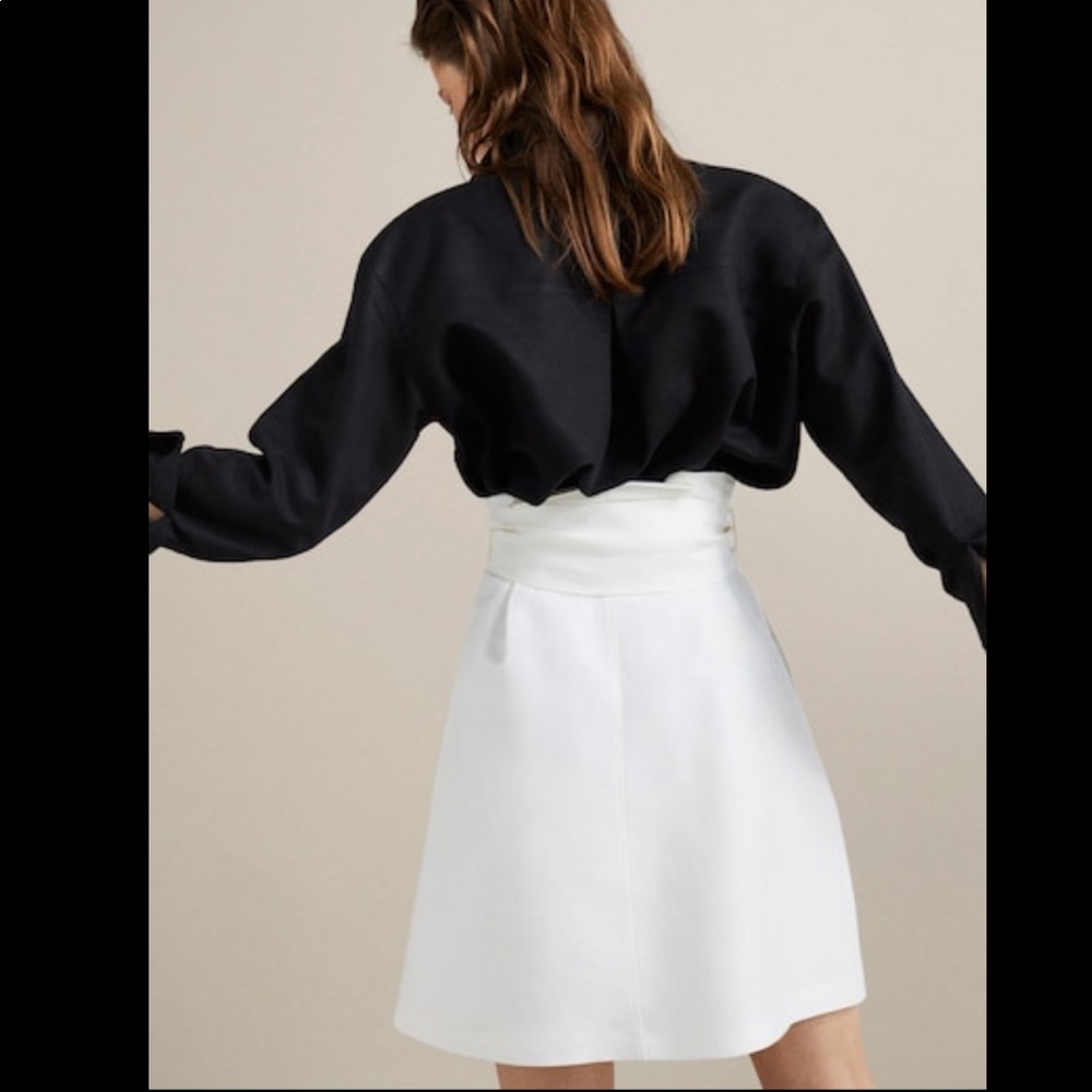 Darted white linen cotton skirt with belt. NWT - Picture 5 of 8